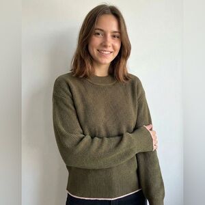 Scotch & Soda Women's Crew Neck Knit Sweater Olive Green NWOT